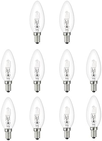 10x Low Energy Halogen Candle 28W E14 Clear