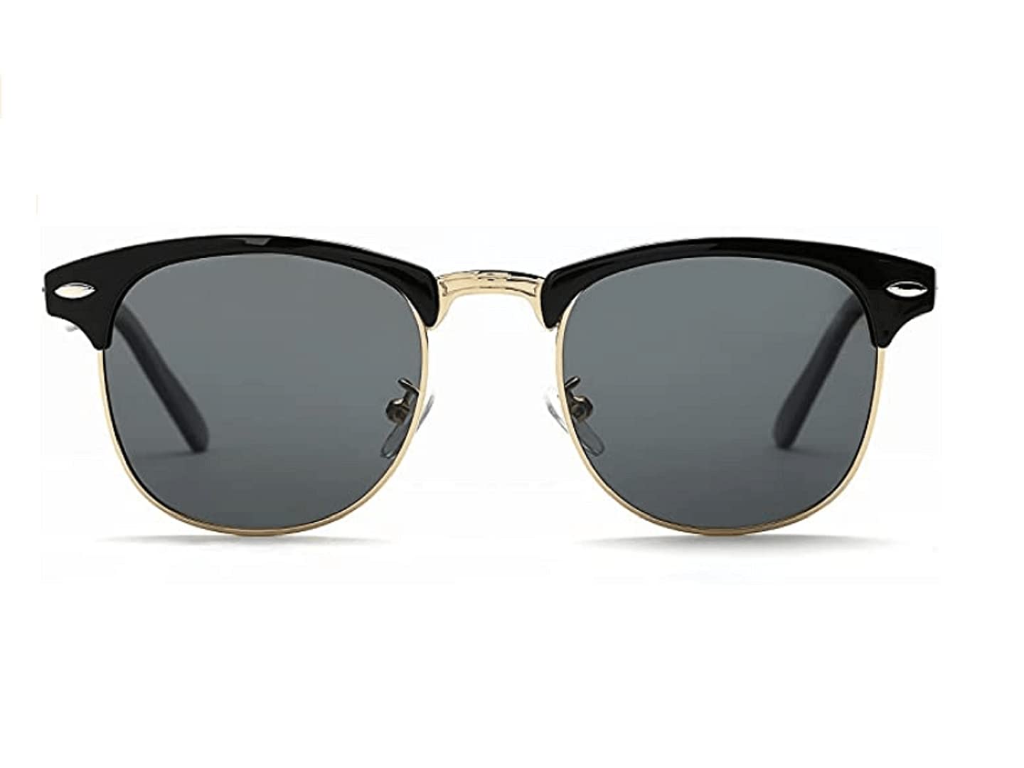 AwestuffsSemi-Rimless Clubmaster Sunglasses for Women and Men (Black)