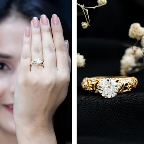 Moissanite Vintage Inspired Engagement Ring, D-Vs1 Quality, Certified Moissanite Art Deco Ring - Ready to Gift2