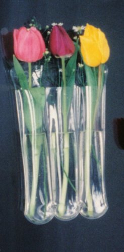 Gadjit Vinyl Window Vase For 3 Blossoms -- Suctions To Windows And Mirrors, Holds 3 Flower Stems And Water, Clear Flexible Vinyl #TOP3