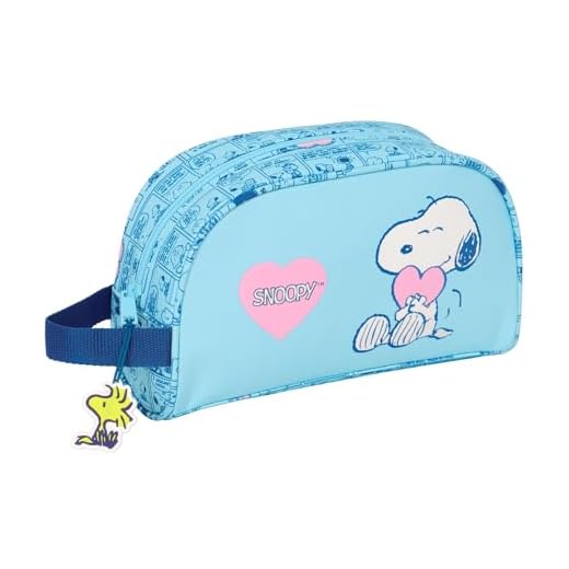 Snoopy Love - Neceser Grande Niño, Neceser Infantil, Adaptable a Carro, Ideal para Niños de 5 a 14 Años, Cómodo y Versátil, Calidad y Resistencia, 26x16x9 cm