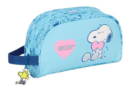 Snoopy Love - Neceser Grande Niño, Neceser Infantil, Adaptable a Carro, Ideal para Niños de 5 a 14 Años, Cómodo y Versátil, Calidad y Resistencia, 26x16x9 cm