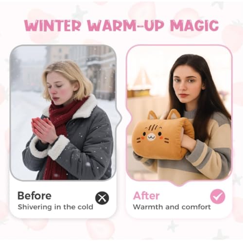 Image of Kids Cartoon Hand Pillow Hand Warmer Rest Weak Hero Arm Pillow Suho Non-Electrical Travel Essentials,9colors(Light Pink)