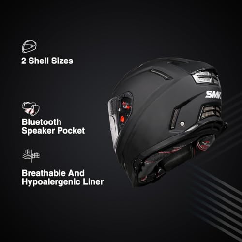 Image of SMK Agnar Solid ISI DOT & ECE 06 Certified Full Face Helmet with Pinlock 30 Antifog Visor (MATT Black - M)