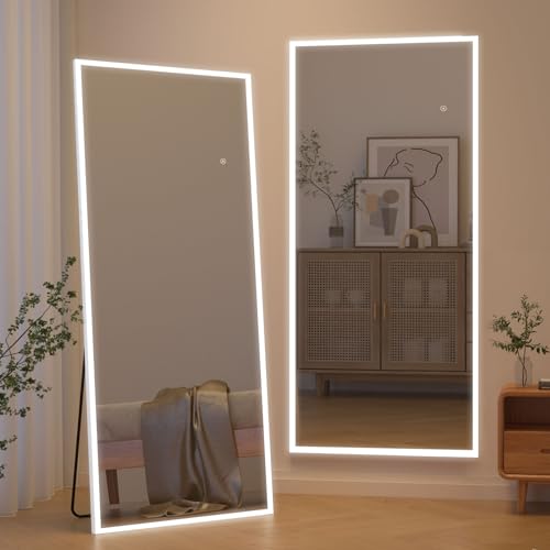 CASSILANDO Espejo de Longitud Completa de 165 x 60cm con Luces LED, Espejo de pie Independiente,...