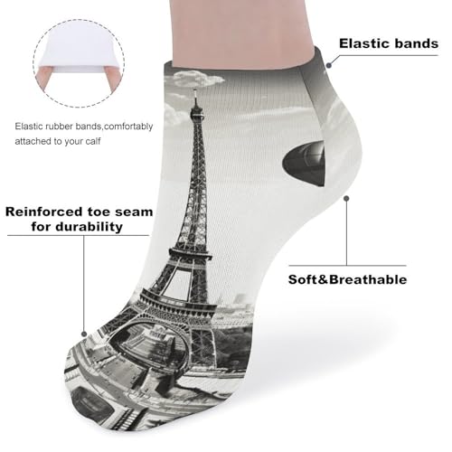 Paris Tower Ankle Socks Soft Breathable No Show Socks Comfortable Cotton Low Cut Casual Socks for Women Men 5 Pairs3