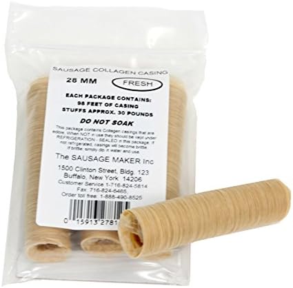 The Sausage MakerFresh Collagen Sausage Casings, 28mm (1 1/8"), 4 Unit Count Half Strands