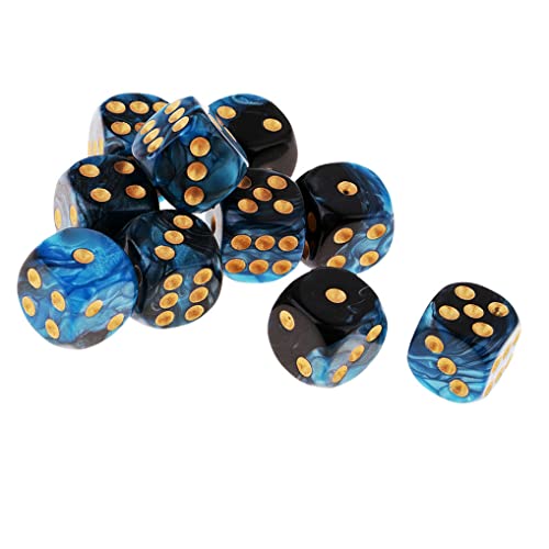 Yourandoll 20 STÜCKE Polyedrische Würfel D6 Würfel 16mm Acryl Dice Spielwürfel for DND RPG Tischspiele (Blau Schwarz und Rot Schwarz)