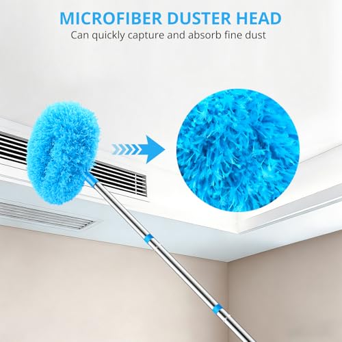 Image of SetSail Ceiling Fan Cleaner Duster, with Extension Pole for Cleaning, Blue
