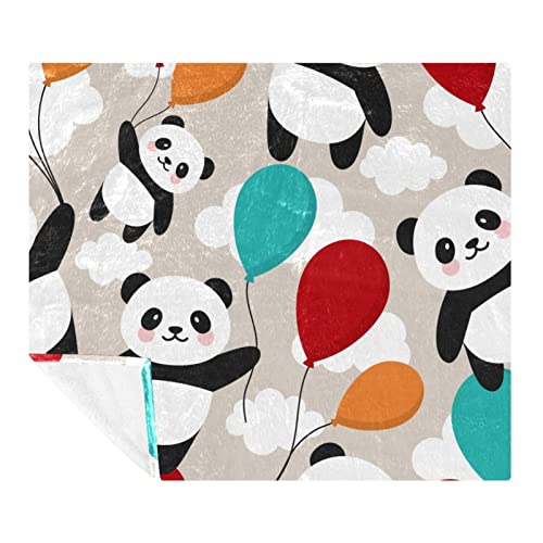 Couverture polaire panda 150x130 cm en microfibre douce et légère
