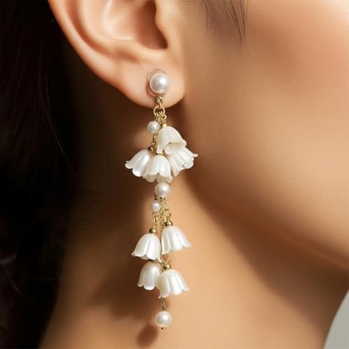 Image of ECLATS Long tassel flower earrings for Women and Girls