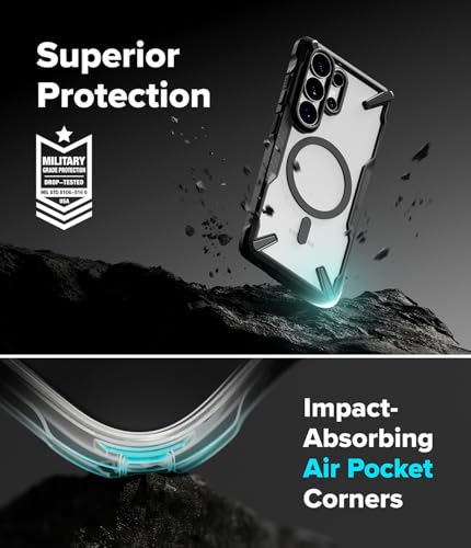Image of Ringke Fusion-X for Samsung Galaxy S26 Ultra Case Back Cover [Compatible with MagSafe] [Heavy Duty X-Frame] Rugged Shockproof Bumper Protective with Non-Slip Side Grip - Magnetic Black