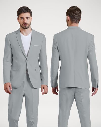 MY'S Men's Casual Two Button Linen Suit Jacket, Slim Fit Business Daily Sport Coat Lightweight Blazer2