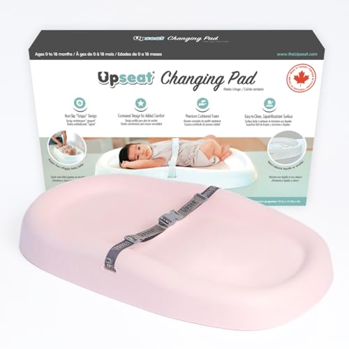 Image of Upseat Baby Changing Pad, Non-Slip Grippy Design, Premium Cushioned Foam, Contoured for Comfort, Waterproof and Easy-to-Clean, Liquid-Resistant (Pink)