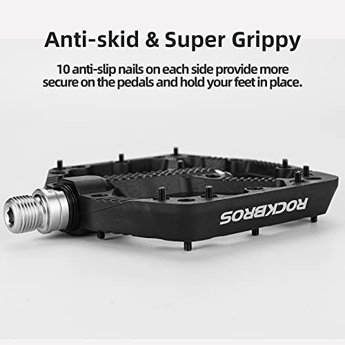 Rockbros 2021-12ABK/US Mountain Bike Pedals Flat Mtb Pedals Nylon Fiber Bicycle Platform Pedals thumb #2