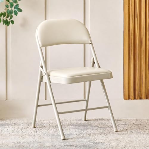 Image of OAK & AURA | Velora | Premium Foldable Metal Chair with Padded Seat & Back | Heavy-Duty Metal Frame | Compact, Durable & Comfortable Folding Chair for Home, Office, Study, or Events (1, White)