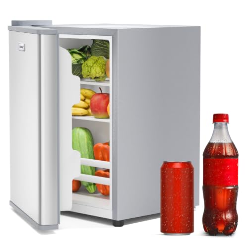 GUIVACI Mini frigorífico, capacidad útil de 58 litros, nevera pequeña con 2 estantes de cristal extraíbles, regulación de temperatura continua y tope de puerta intercambiable