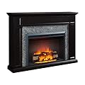 LegendFlame® Hailey Electric Fireplace with 65" Mantel Surround and Carl 39" Insert, Espresso Oak with Light Brown Brick Finish