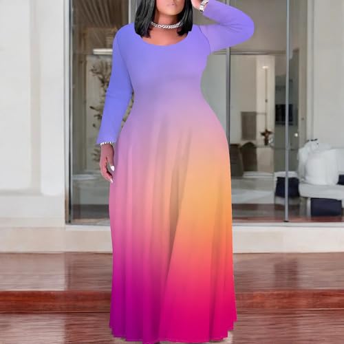 Image of PinkPatty Women's Plus Size Long Sleeve Maxi Dresses T Shirt Boho Fall Dress with Pockets