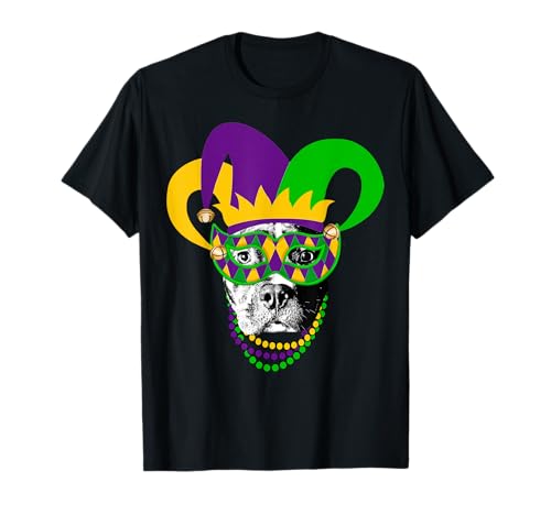 Mardi Gras Pitbull Dog T-shirt Carina Mardi Gras Maglietta