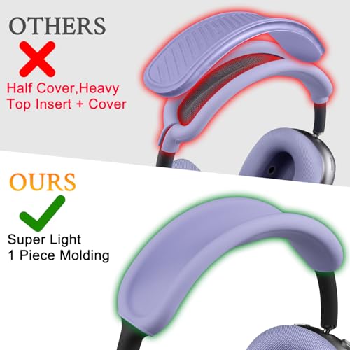 Image of SOULWIT Upgraded Headband Protector for AirPods Max (USB-C /Lightning), Sweat Proof Full Cover for Gym Workouts, (Easy Disassembly Required) - Purple