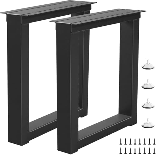 Rioychan 40 cm Metallbeine für Bank/Couchtisch, Hochwertige Robuste Tisch-/Stuhlbeine, Schwarze Metall-Möbelendbeine mit Verstellbaren Schutzfüßen (H40 cm x B30 cm, 2er-Set)