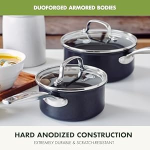 GreenPan Prime Chatham 1QT & 2QT Saucepan Pot Set with Glass Lids, Hard Anodized Diamond Infused Ceramic Nonstick, PFAS-Free, Dishwasher Safe, Oven Safe, Multipurpose Chefs Pan, Stay-Cool Handle,Black GreenPan Prime Chatham 1QT 2QT Saucepan Pot Set with Glass Lids Hard Anodized Diamond Infused Ceramic Nonstick PFAS Free Dishwasher Safe Oven Safe Multipurpose Chefs Pan Stay Cool HandleBlack