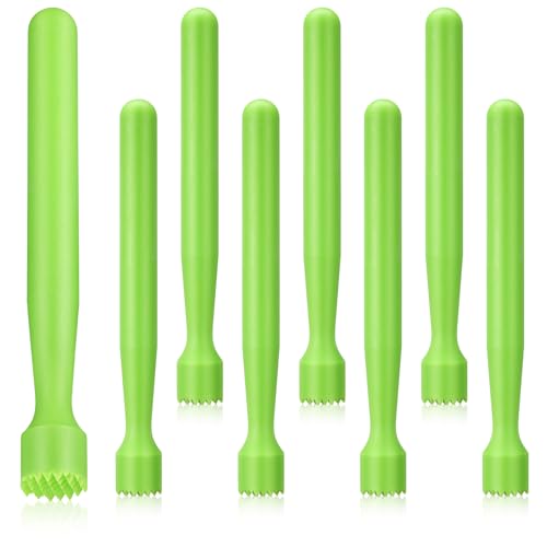 Baderke 8 Pcs Muddler for Cocktails Plastic Bar Muddler Bulk 8 Inch Bar Accessories Tools Set for Home Ice Crusher Bartender Accessories Mojito Fruit Drink (Classic,Lime Green)