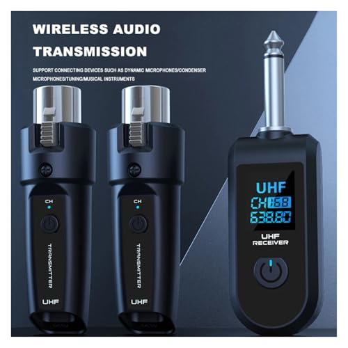 Convertidor Inalámbrico para Micrófono XLR, Transmisor y Receptor para Sistema Cableado a Inalámbrico, Compatible con Mezclador de Audio, Micrófono Dinámico y Guitarra Eléctrica (2 micrófonos) miniatura 2