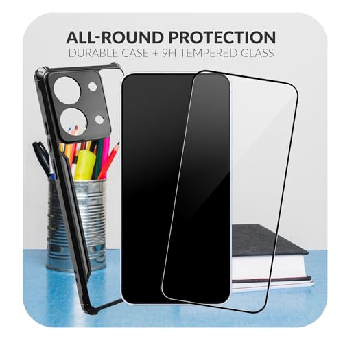 Image of Back Cover Case + Screen Protector for Redmi 15C 5G | Transparent & Black Mobile Phone Back Case Cover for Redmi 15 C | Camera Protection | Redmi 15C 5G TPU & PC Black Back Cover Case