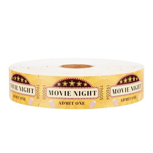 Movie Tickets Single Roll Raffle Tickets for Events Classroom or School Carnivals Family Games Door Prizes (1000 Pcs)