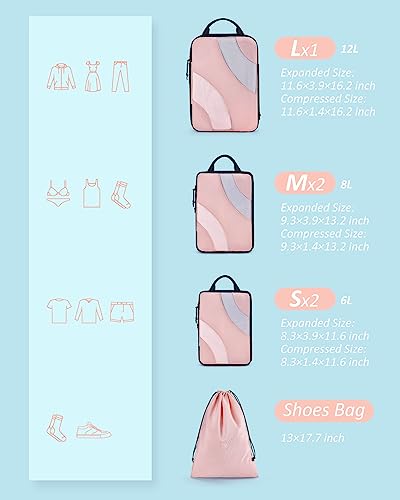 BAGSMART Compression Packing Cubes, 6 Set/4 Set/2 Set Travel Packing Cubes for Carry on Suitcases, Compression Suitcase Organizers Bag Set & Travel Cubes for Luggage, Lightweight Packing Organizers - Image 3