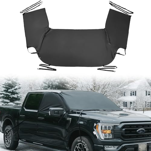 JOYTUTUS Windshield Snow Cover for Full-Size Truck Extra Large Pickup Windshield Cover for Ice and Snow Compatible with Ford F150 F250, Ram, Silverado, Sierra, Tundra
