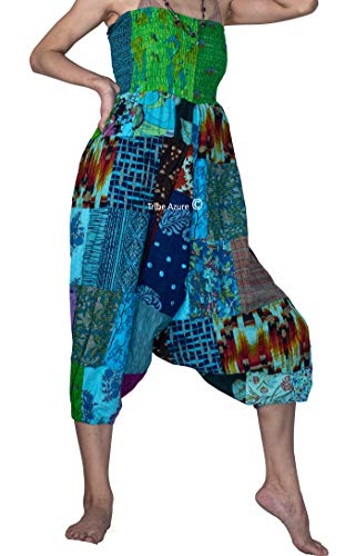 Tribe Azure 100% Cotton Casual Pants Patchwork Comfortable Baggy Yoga Hippie Boho Colorful