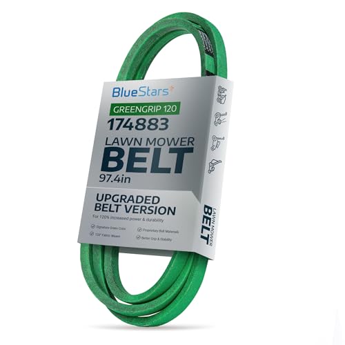 Image of [Upgraded Grip120] BlueStars 174883 Mower Deck Drive Belt 5 /8 inch x 97.4 inch | Drive Belt Fits 42 inch Deck Husqvarna YTH1542XP YTH1542 532174883 531300767 Craftsman Poulan Jonsered Lawn Mowers Aramid Cord