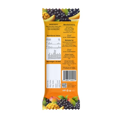 Image of BAREFRUIT 100% Mix Fruit Bar | Healthy Breakfast Diet Energy Snacking Bar For Kids & Adults | Plant Based Protein & Fibre - Rich In Vitamin A, C | No Added Sugar, Zero Preservatives | Pack of 6 (150g)