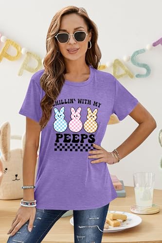 Image of LAZYCHILD Women Easter Teacher Shirts: Funny Treat All with Kindness T-Shirt Bunny Rabbit Tee Tops