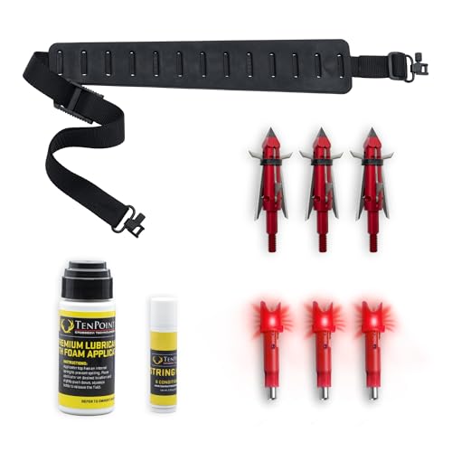 TenPoint Ready-to-Hunt Accessory Package - Includes Three Alpha-Blaze HPX Lighted Nocks Three Nemesis Broadheads Premium Grip Sling String Wax & Conditioner + Premium Lubricant