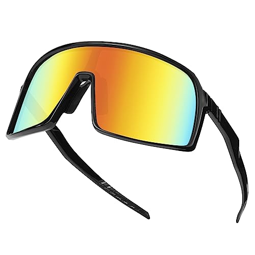 Heveer Cycling Glasses Sunglasses UV400 Protection Polarized Cycling Sunglasses for Riding Skiing Running Outdoor Sports (Red)