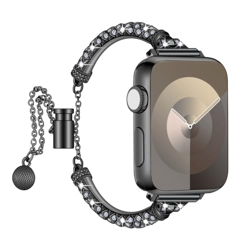Bracelet Apple Watch métal anti-ternissement avec strass pour femmes