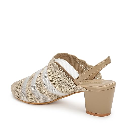 Image of Marc Loire Women's Knitted Round Toe Block Heel Mules for Casual and Formal Wear
