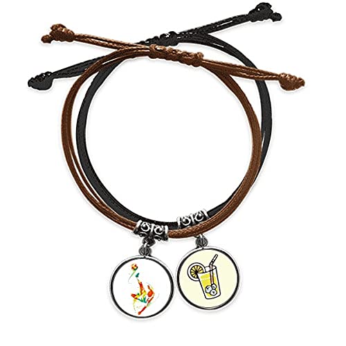 Bracelet football en cuir et corde de citron tressée main pour homme