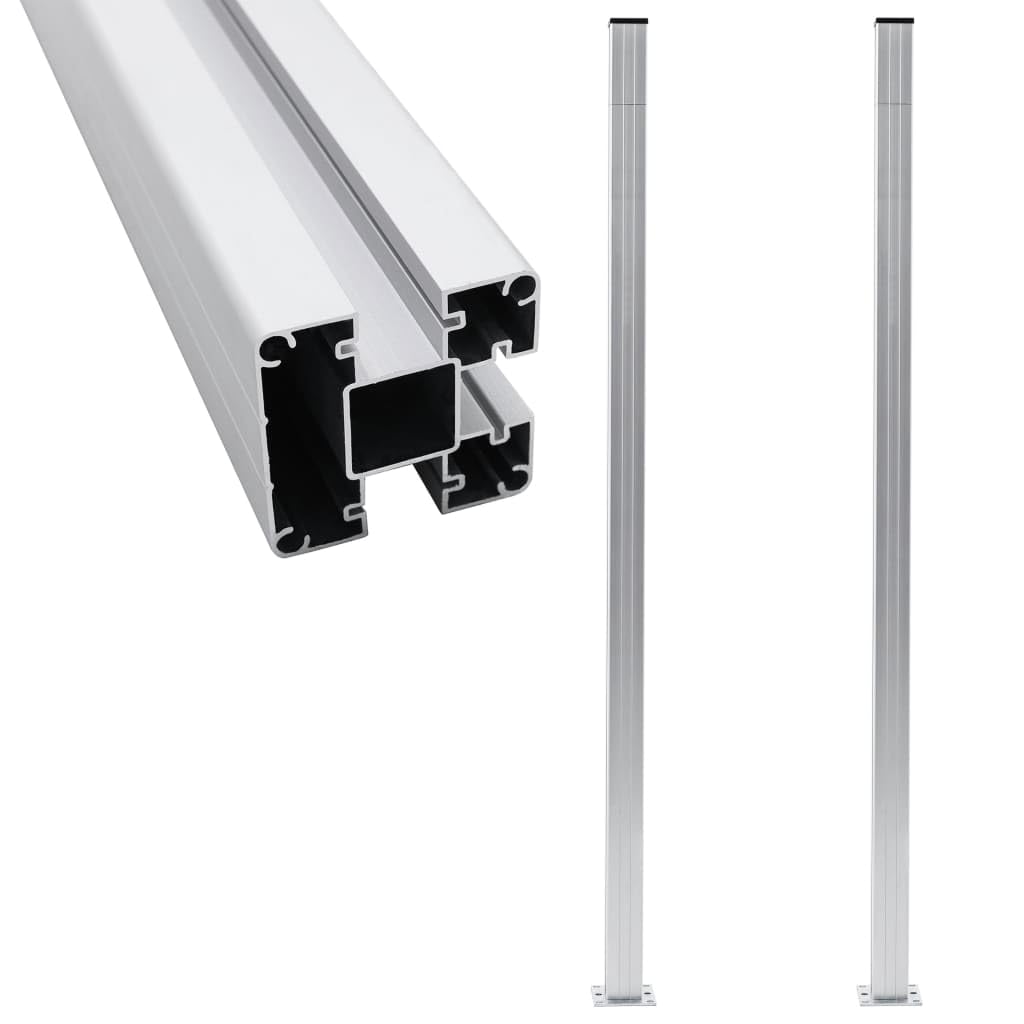 vidaXL 2x Pali per Recinzione con Tappi in Acciaio Durevoli Montanti Paletti Ricambi per Recinto in Alluminio Base in Acciaio 185 cm Argento