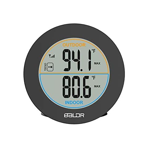 BALDR Wireless Indoor Outdoor Thermometer - 2.5” LCD Display Digital Thermometer for Home - Surface or Wall Thermometers Indoor & Outdoor Weather Station, Wireless Remote Transmitter Included (Black) Cover
