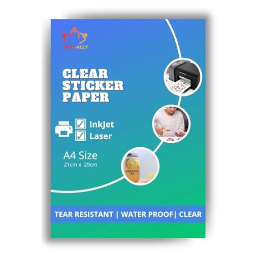 True-Ally 50 Clear Self Adhesive Sticker Photo Paper for Inkjet a...