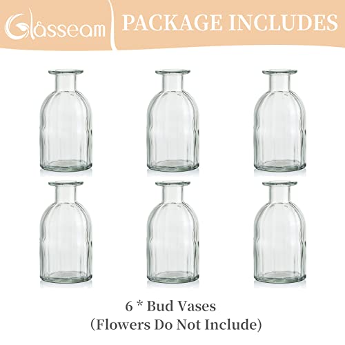 Glasseam Flower Vases For Centerpieces, Ribbed Glass Bud Vase Set Of 6, Cute Small Vases For Flowers, Decorative Clear Vases For Decor, Centerpiece Vases For Table Wedding Dining Room Decorations #TOP5