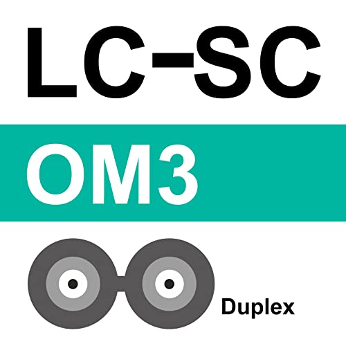 Image of 10Gtek Fiber Patch Cable - LC to SC OM3 10Gb /Gigabit Multi-Mode Jumper Duplex 50 /125μm LSZH Fiber Optic Cord, Aqua, 0.2-Meter(0.7ft)