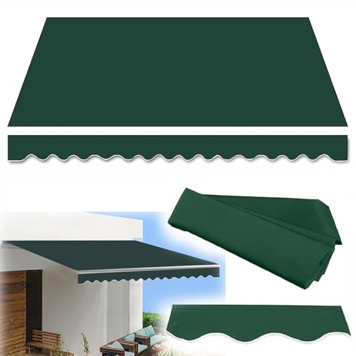 XBTGS Tessuto di ricambio per tenda da sole retrattile impermeabile di alta qualità, baldacchino in poliestere per ombreggiatura, terrazza, balcone e cortile, verde, 500 x 400 cm, verde - 500 x 400 cm