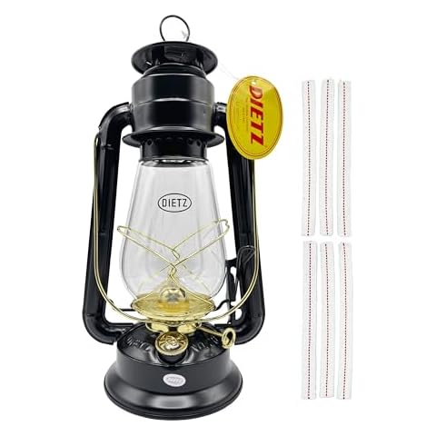Light of Mine - Dietz #20 Junior Black with Gold Trim Oil Lantern with 5/8" Replacement Wick Strips (Black with Gold Trim) Cover