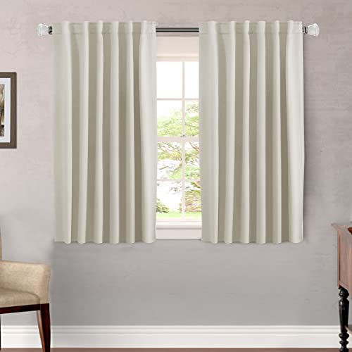 Image of H.VERSAILTEX Light Reducing Curtains Thermal Insulated Window Treatment Panels Room Darkening Privacy Assured Drapes for Living Room Back Tab /Rod Pocket Bedroom Drapes 2 Panels, Ivory - 52 x 45 Inch